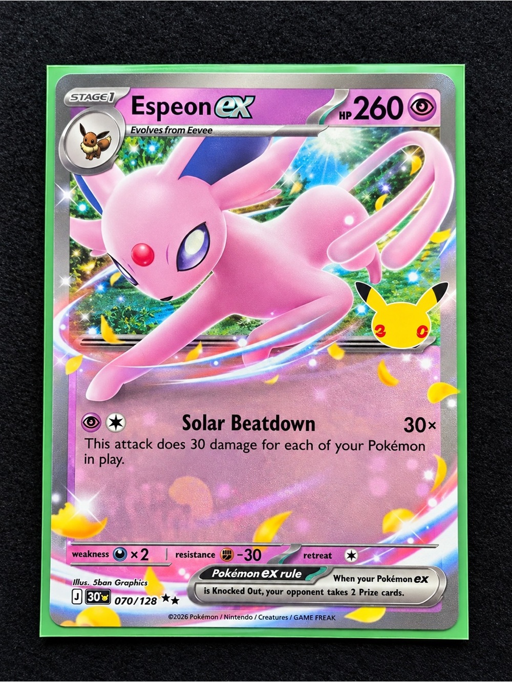 Pokemon 30th Anniversary Espeon Ex 070/128 Near Mint
